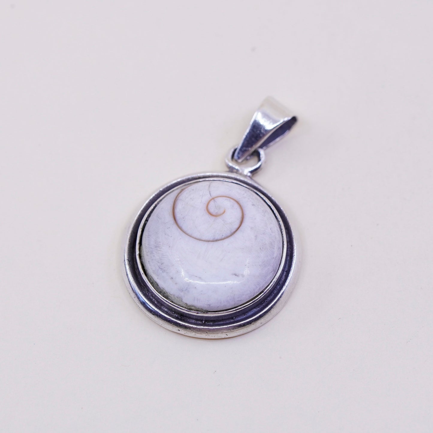 Sterling 925 Silver handmade Shiva eye pendant | Mexican Jewelry, fossil shell