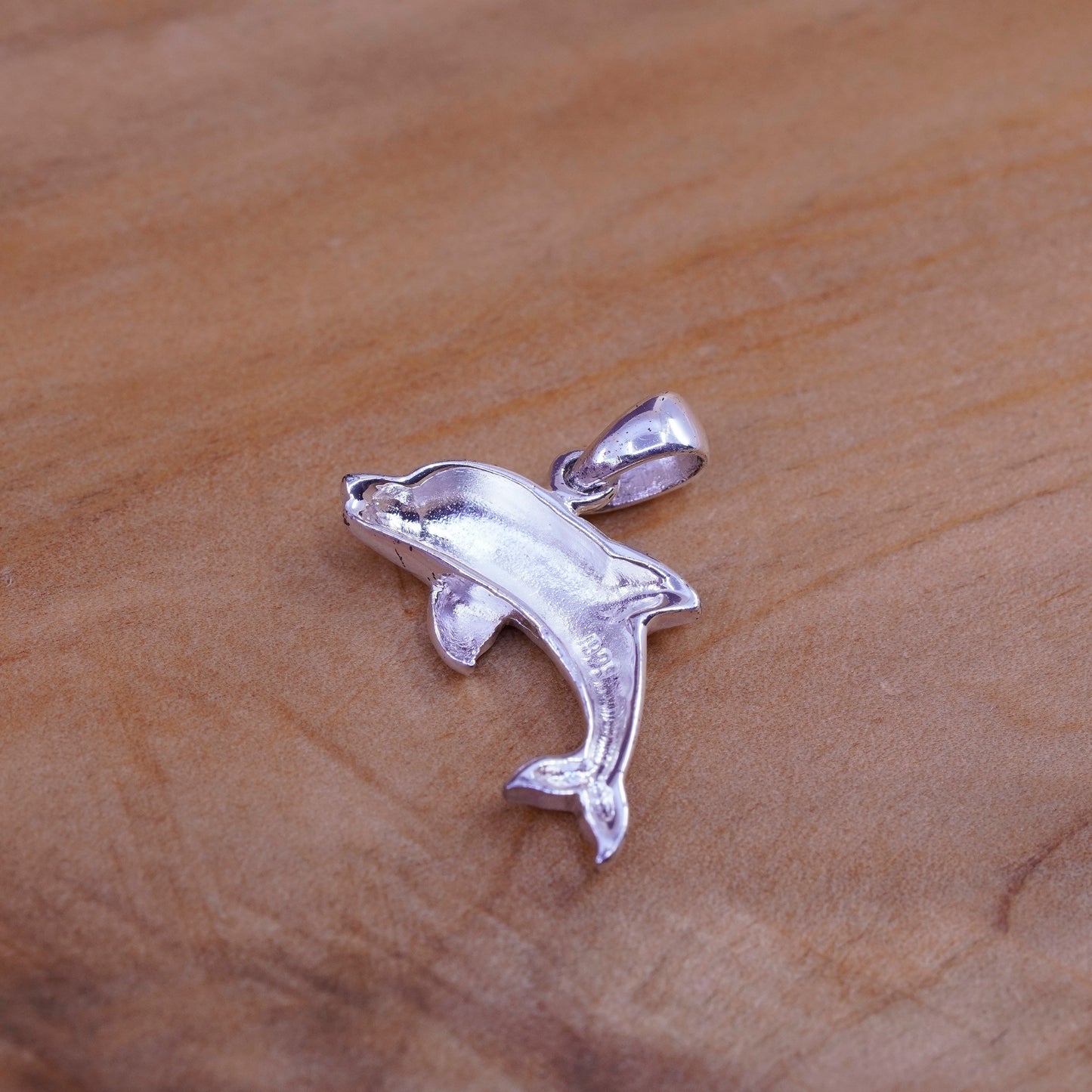 Vintage Sterling silver handmade pendant, 925 dolphin charm