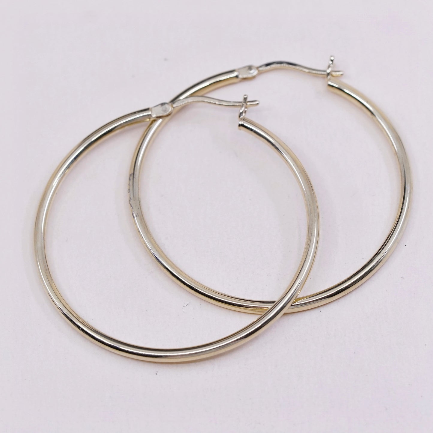 1.75” vtg vermeil gold over sterling silver earrings, minimalist hoops