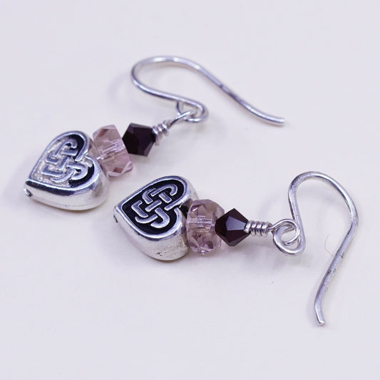 sterling silver earrings, 925 hooks with Irish Celtic knot heart dangles