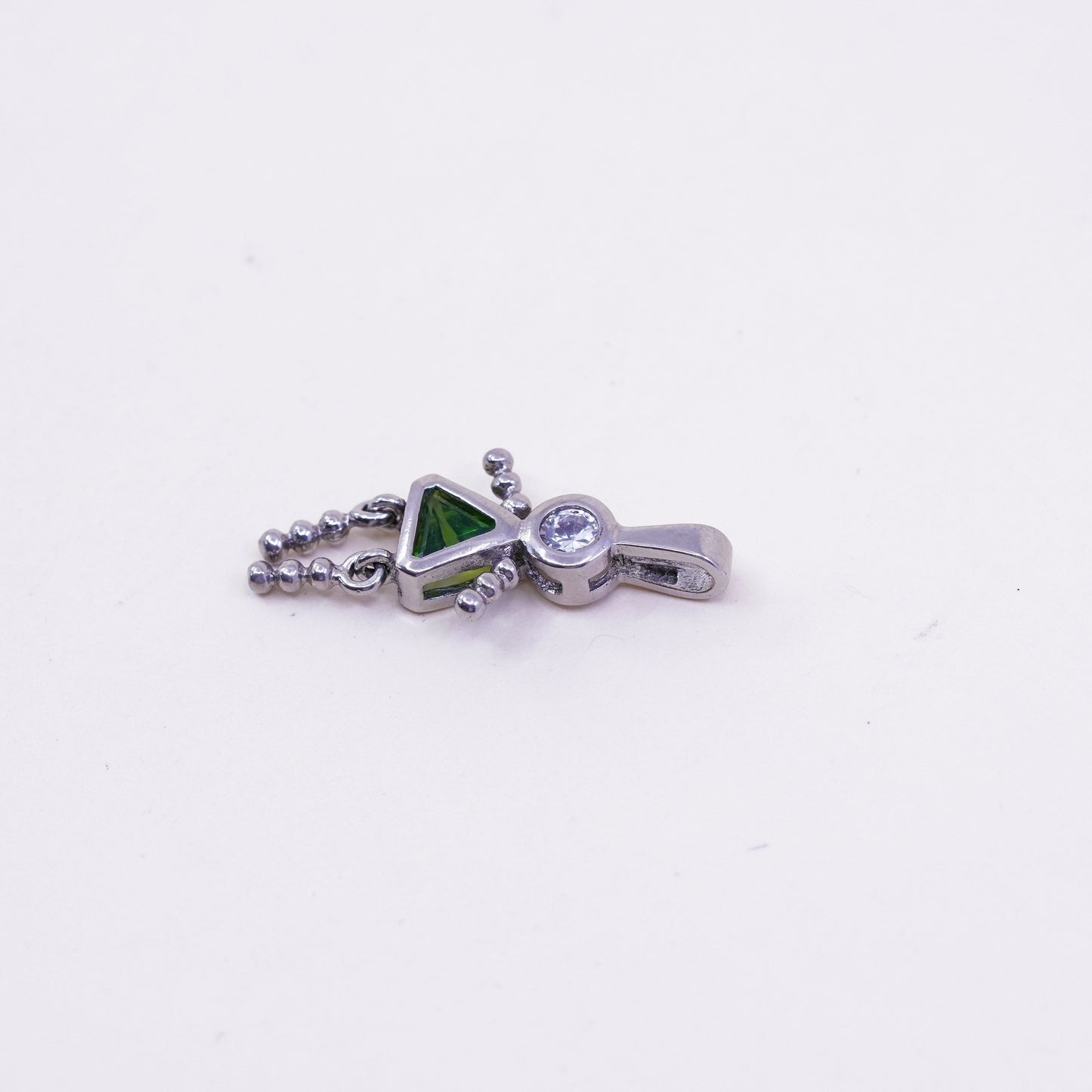 vtg sterling 925 silver birthstone handmade pendant peridot girl figure charm