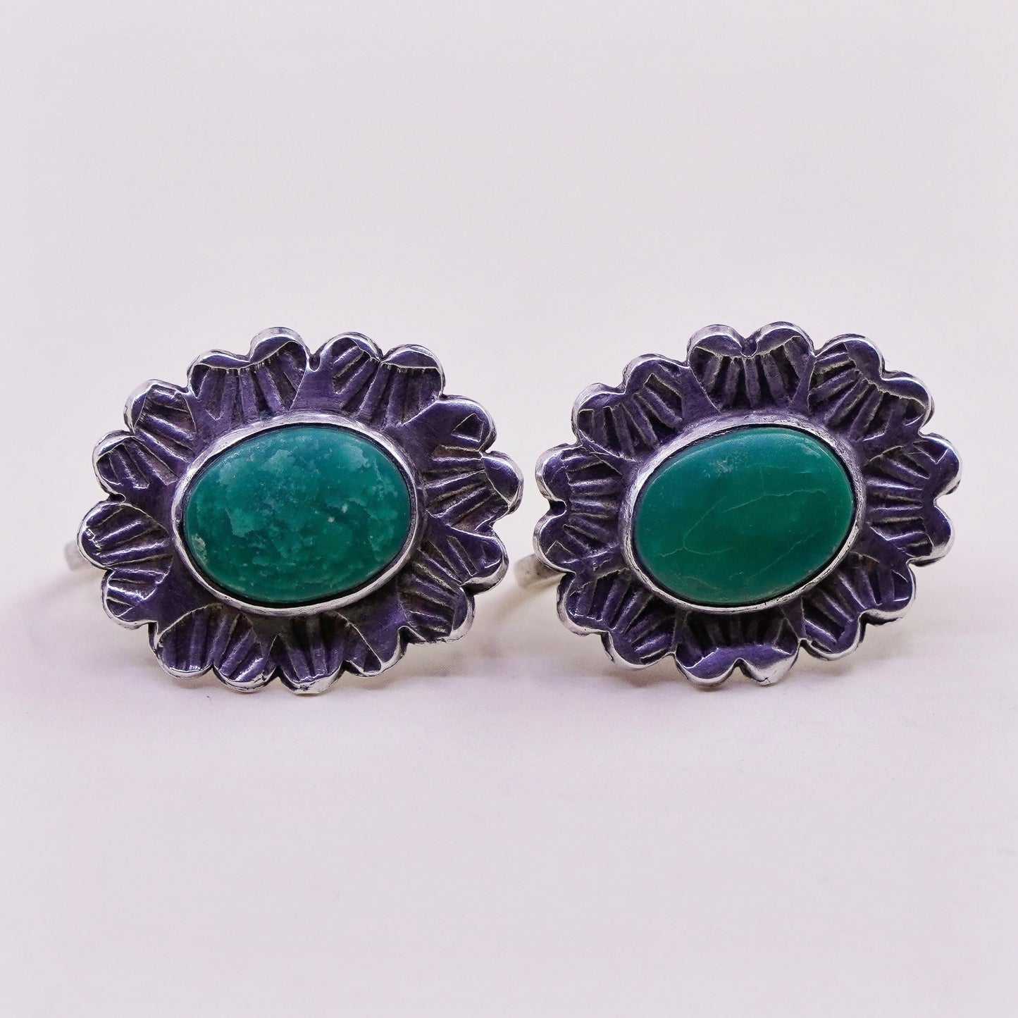 Native American southwestern Sterling 925 silver screw back earrings turquoise