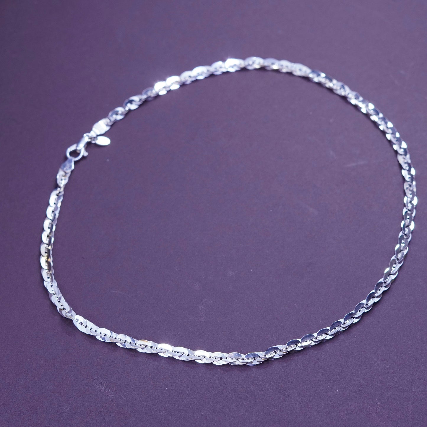 18”, 5mm, vintage Milor Sterling 925 silver necklace, flatten oval link chain