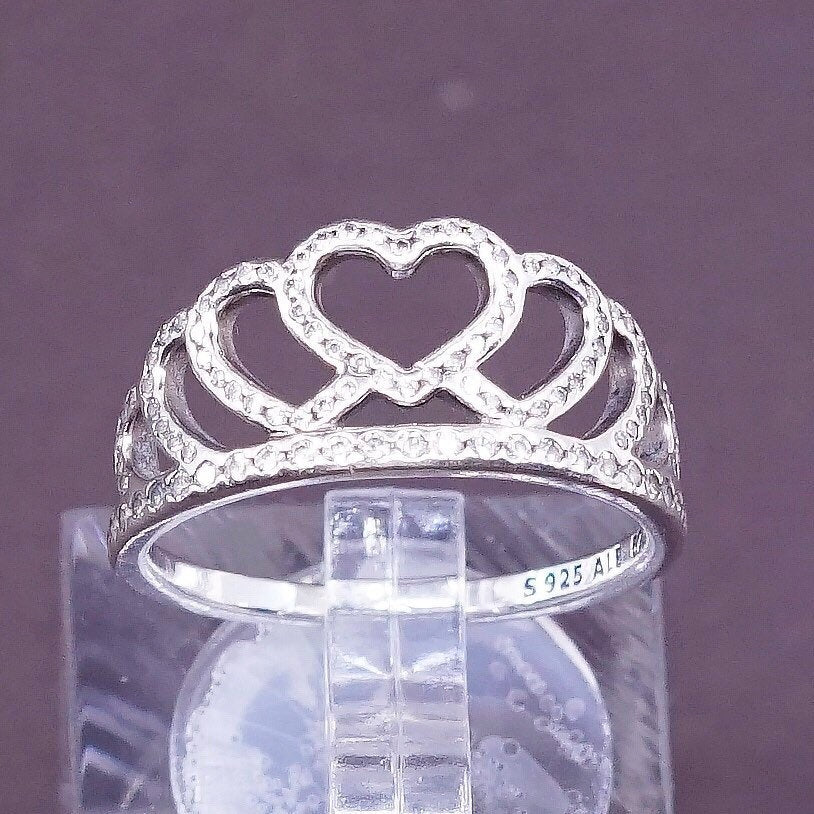 sz 6.25, vtg ALE Sterling Ring, 925 silver crown w/ tiny genuine diamond