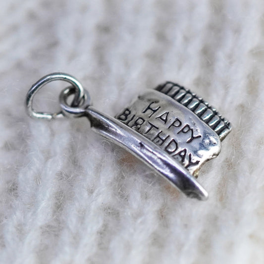 Vintage Sterling silver handmade pendant, 925 happy birthday charm