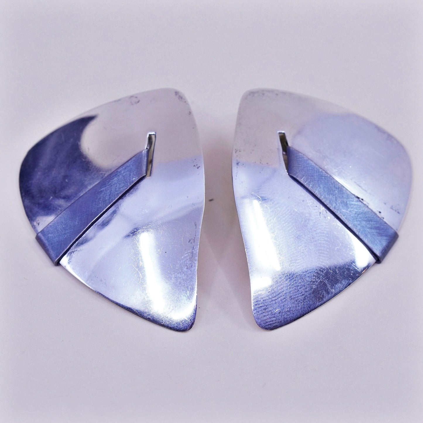 Vintage modern Sterling silver handmade earrings, southwestern 925 studs