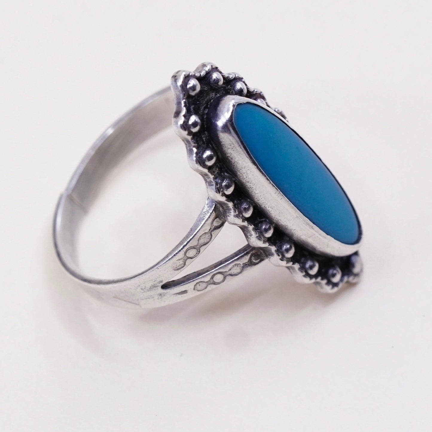 sz 7.25, Vintage sterling silver Native American handmade 925 ring w/ turquoise