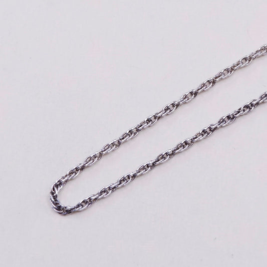 30”, 2mm, vintage Sterling silver necklace, 925 Singapore rope chain