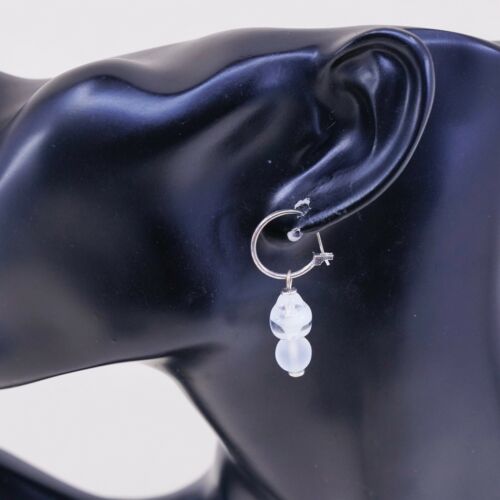 VTG Sterling silver handmade earrings, 925 Hoops w/ Artisan glass drops