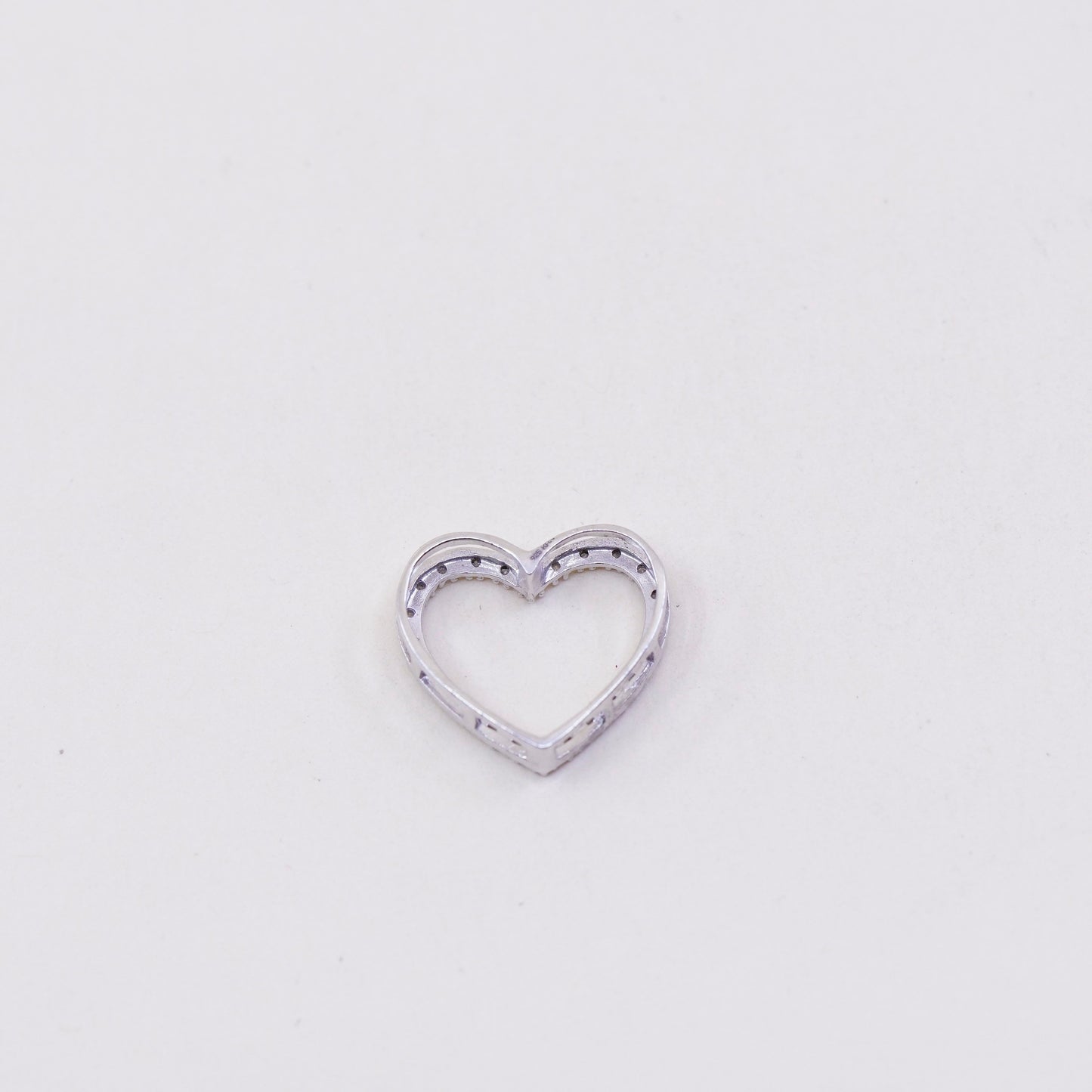 vintage Sterling silver Pendant, 925 heart with real diamond