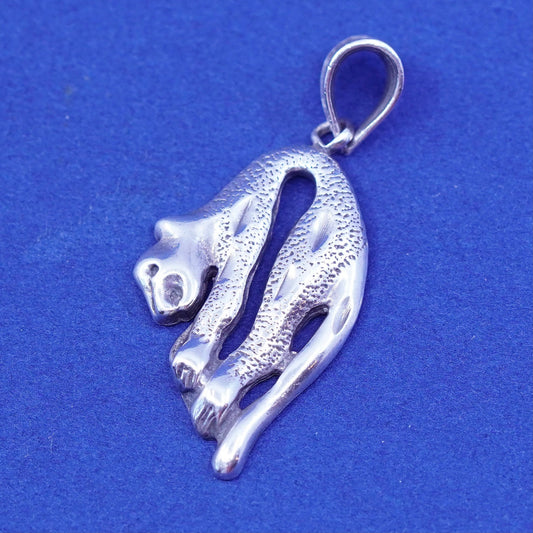 Vintage Sterling silver Handmade pendant, 925 cat leopard