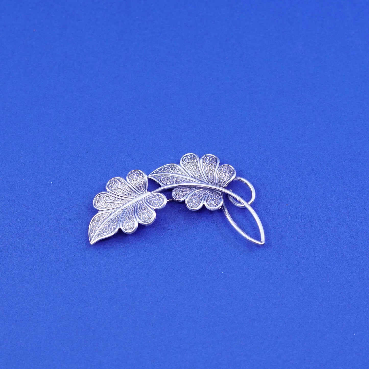 Vintage beau sterling silver handmade brooch, 925 maple leaf pin