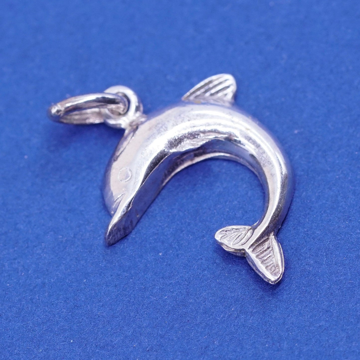 Vintage Sterling silver handmade Dolphin pendant, 925 charm