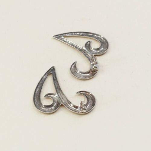 Vtg Sterling silver handmade initial Earrings, 925 swirl V Studs, Silver Tested