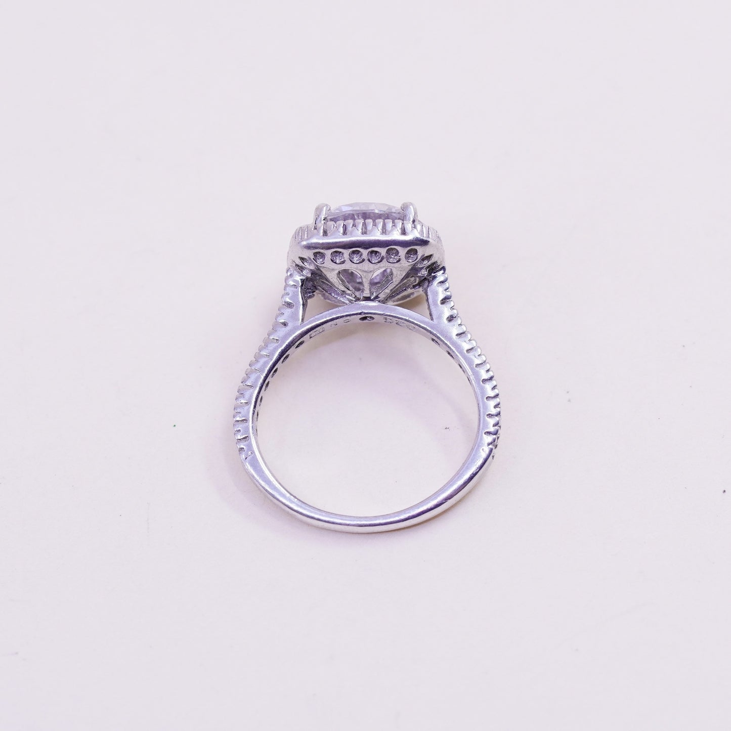 Size 5, Vintage sterling silver handmade ring, engagement ring with square cz