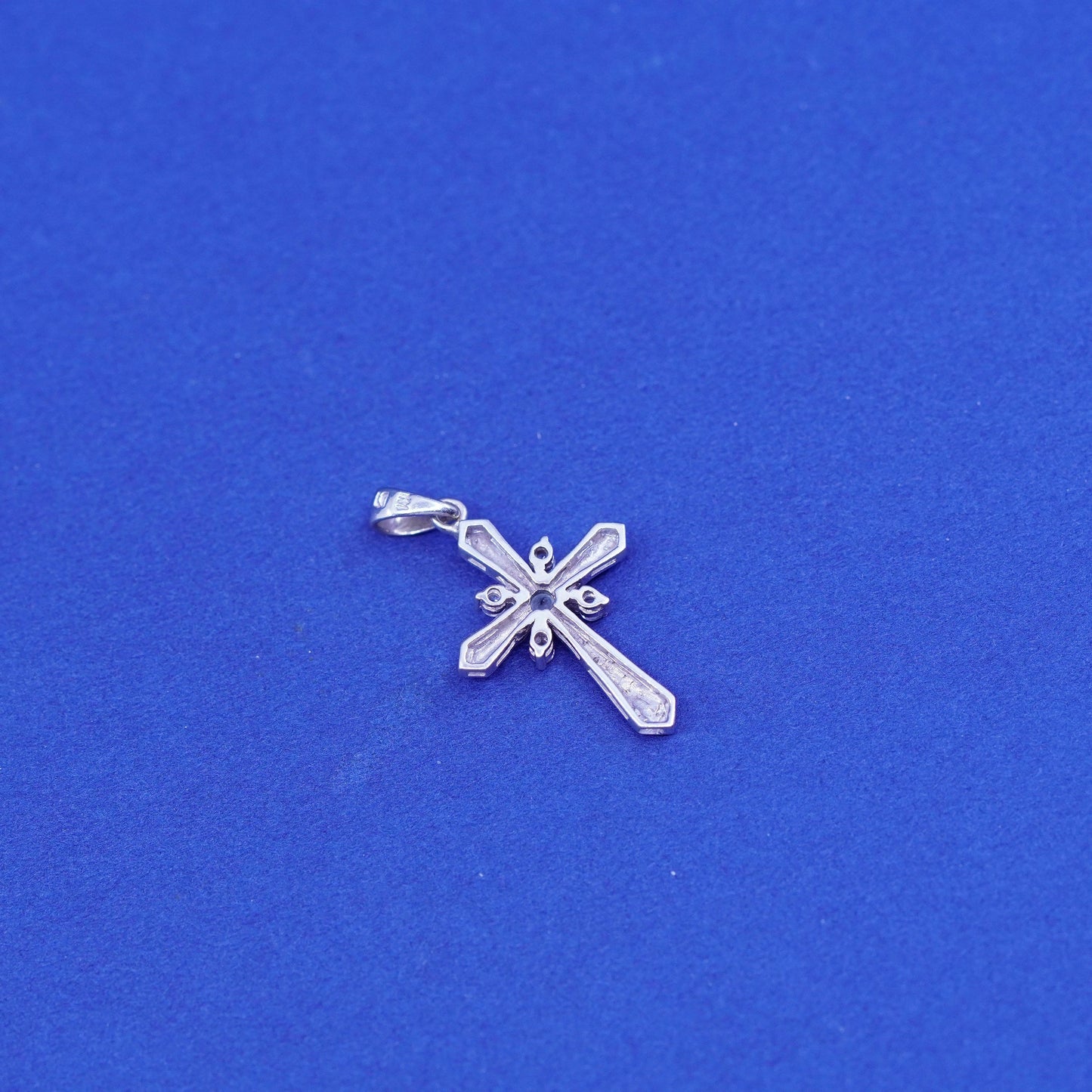 Vintage Sterling silver handmade pendant, 925 cross with Cz