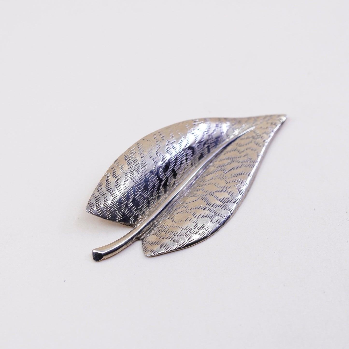 Vintage beau vermeil gold over sterling silver leaf brooch, 925 pin