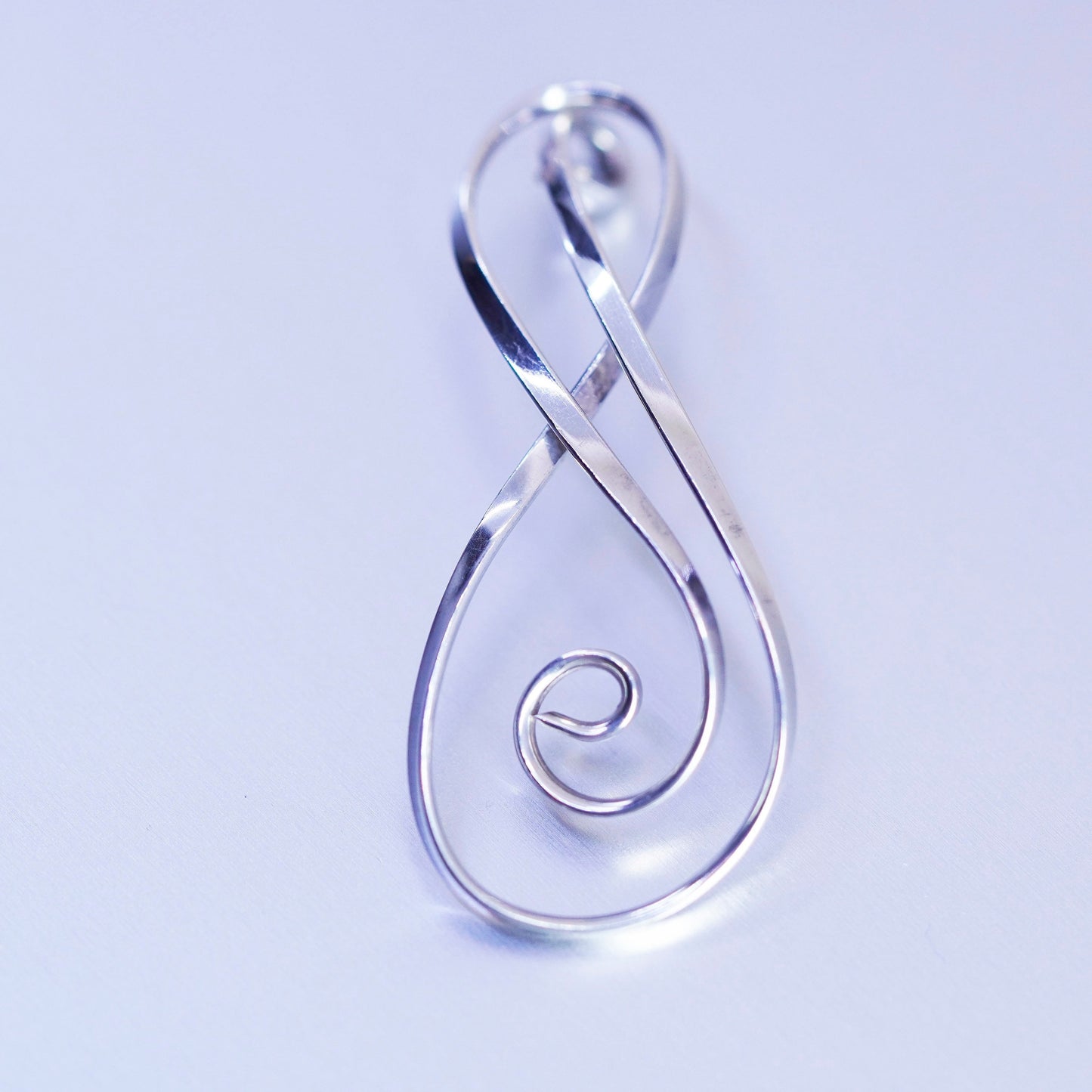 Antique Sterling silver handmade charm, 925 infinity loop circle