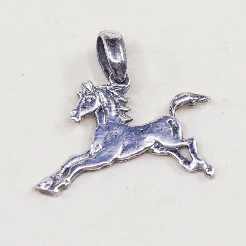 Vtg Handmade Sterling 925 silver Horse Pendant, Charm, Stamped 925