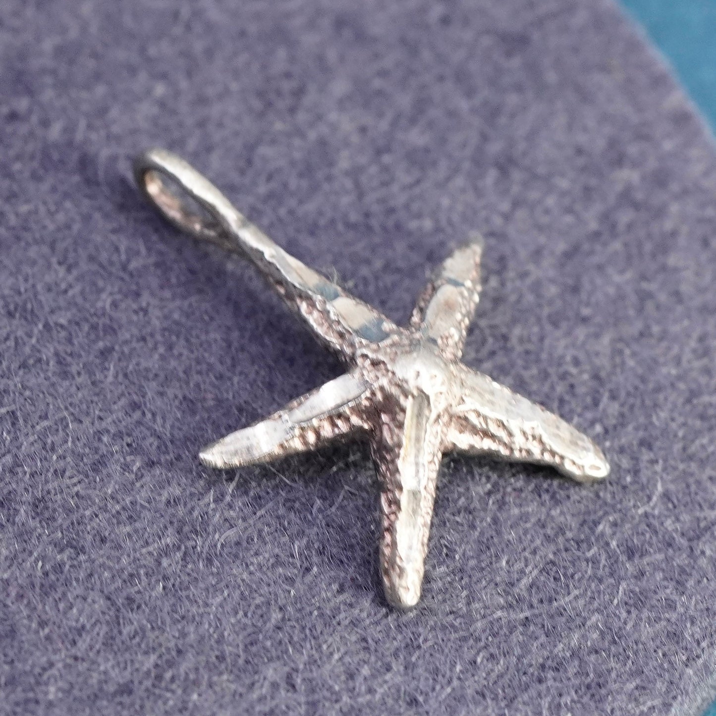 Vintage Sterling silver handmade pendant, 925 star starfish tag charm