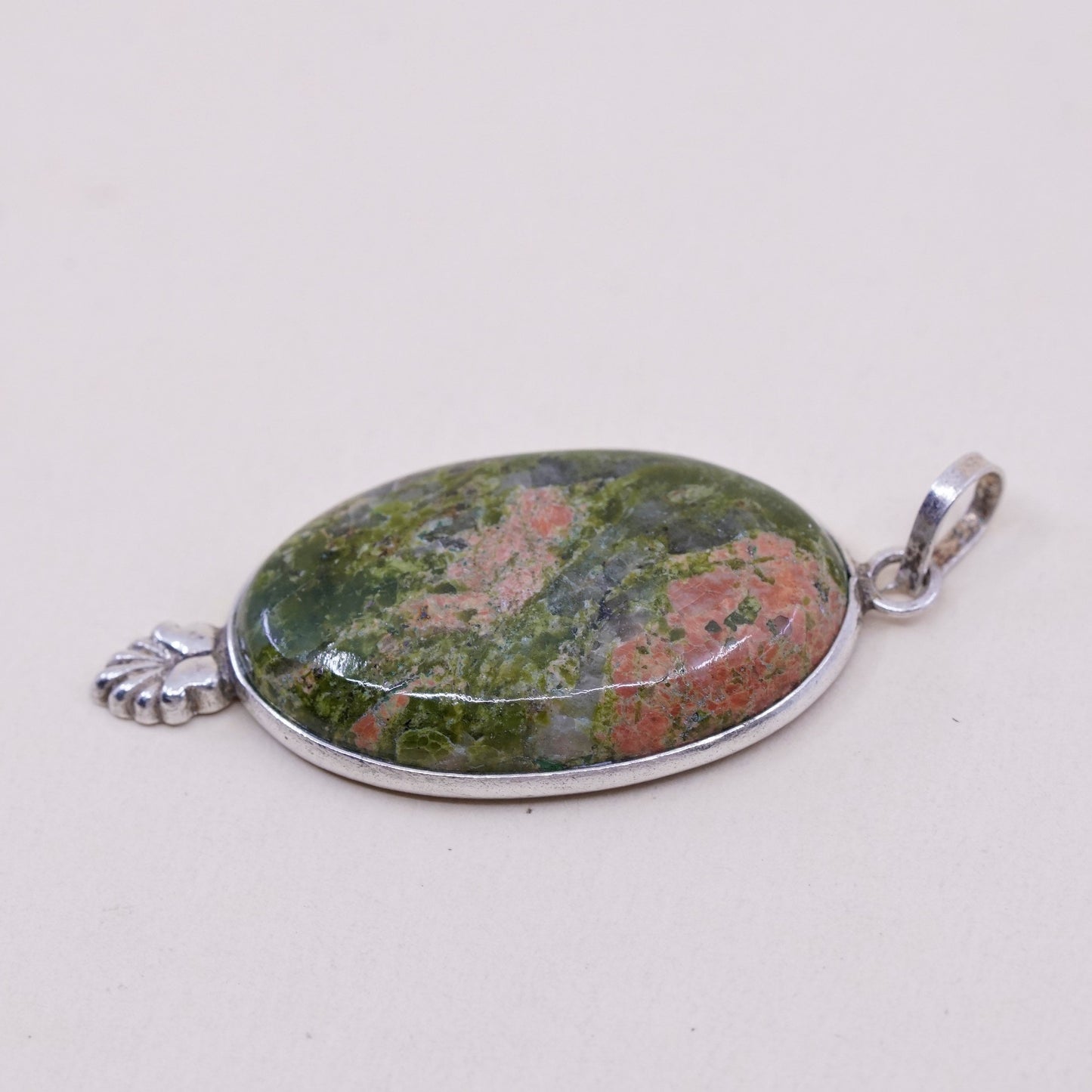 Vintage Sterling silver handmade pendant, oval Australian jasper