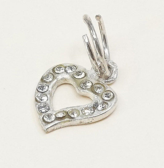 vtg sterling silver heart shaped charm, 925 silver pendant