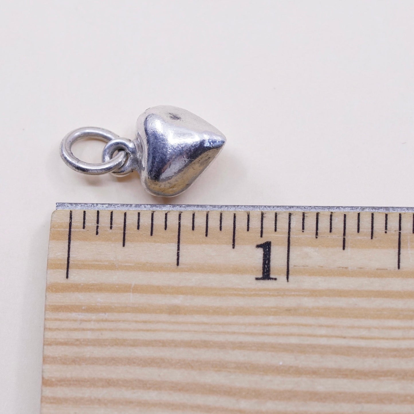 Vintage sterling silver heart shaped charm, 925 silver charm pendant