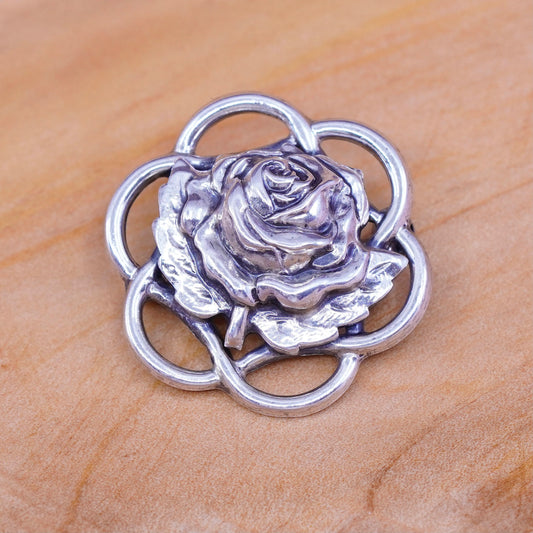 Vintage danecraft handmade sterling 925 silver flower brooch