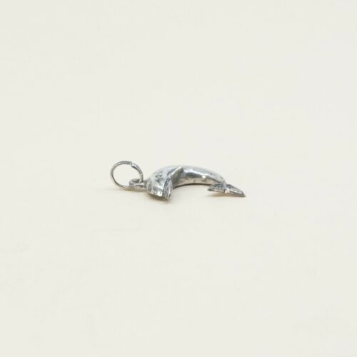 Vintage Sterling Silver Dolphin Pendant, Solid 925 Silver Fish Charm, Stamped