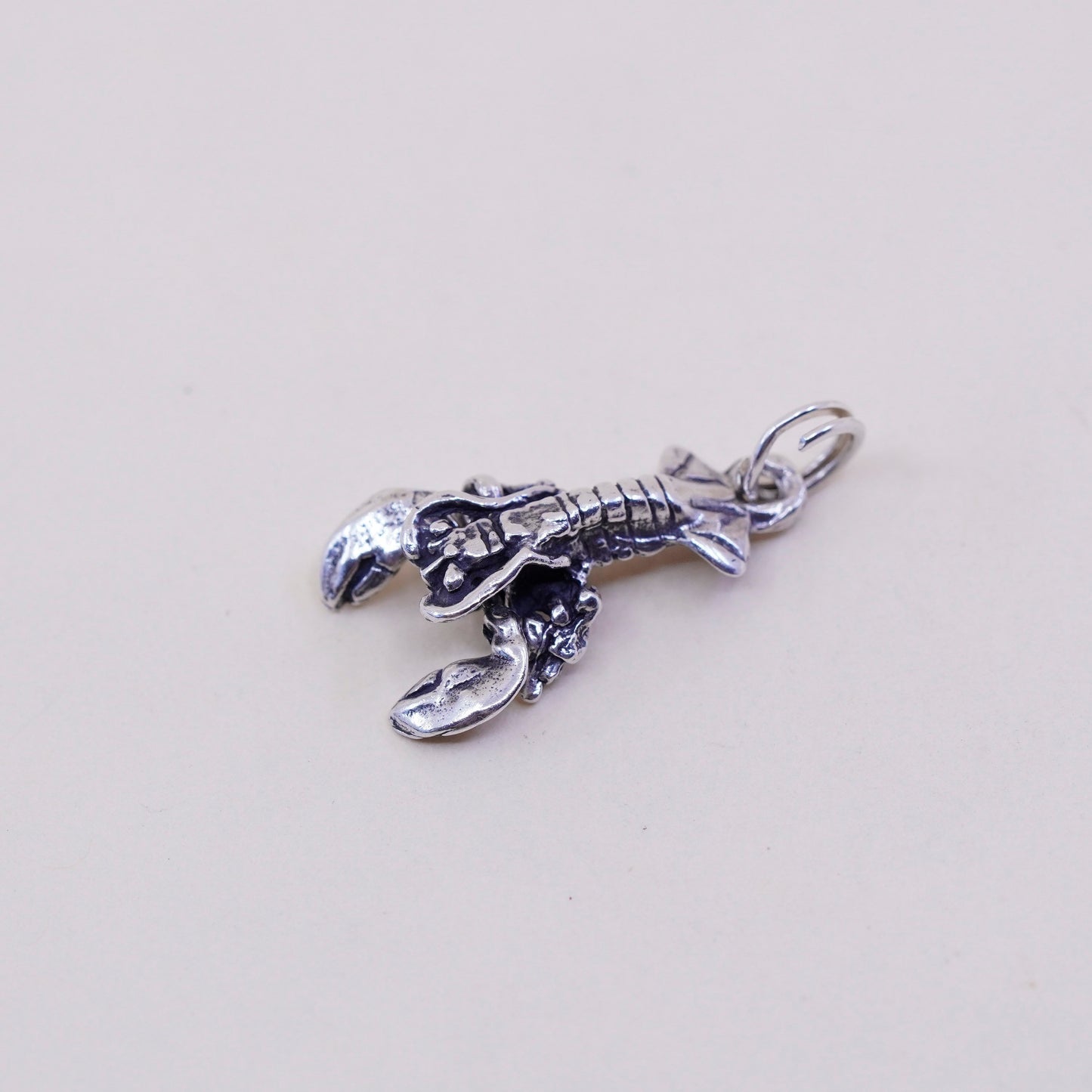 Vintage Sterling 925 silver handmade lobster charm pendant with movable claws