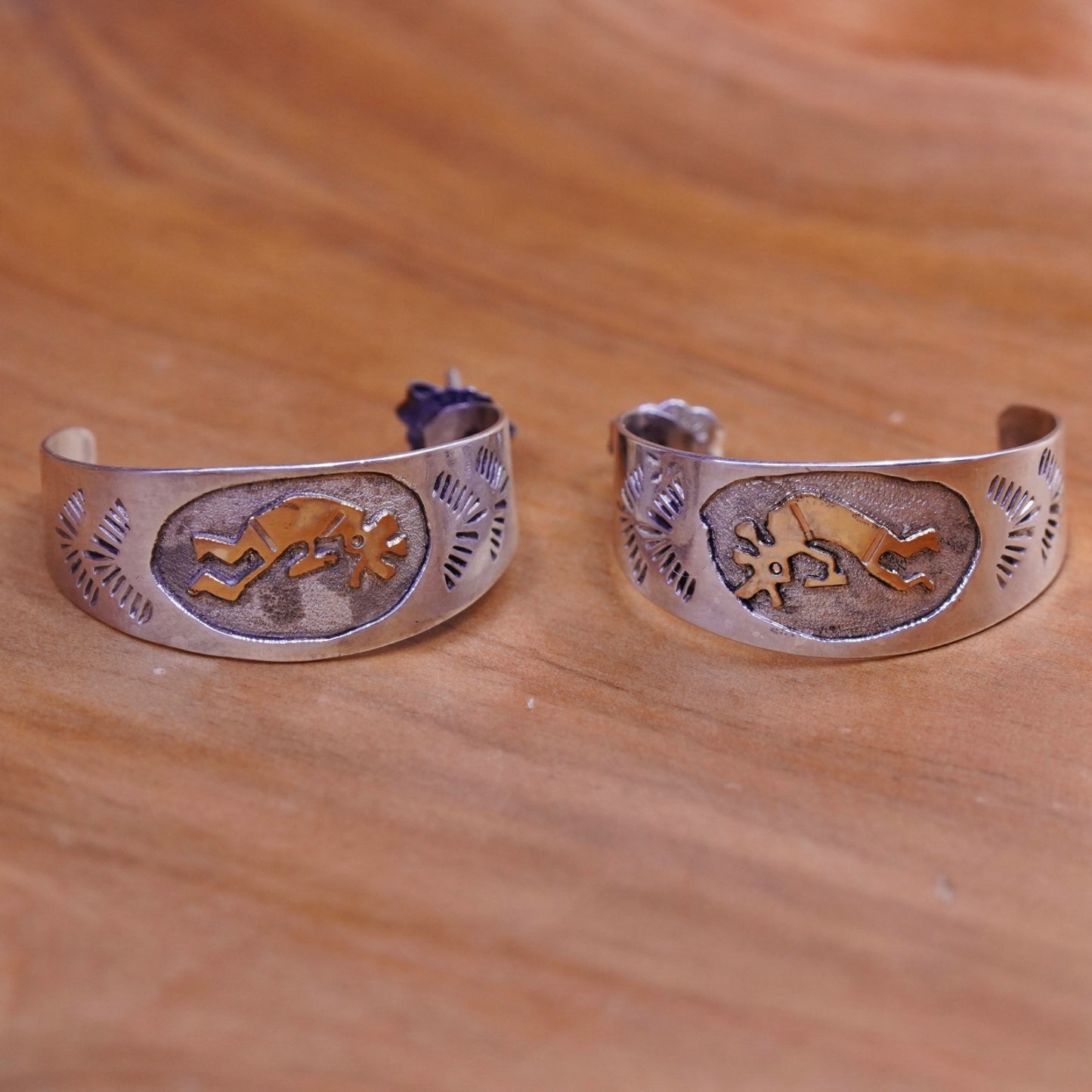 1.25”, Native American Sterling silver earrings, Navajo 925 studs Kokopelli
