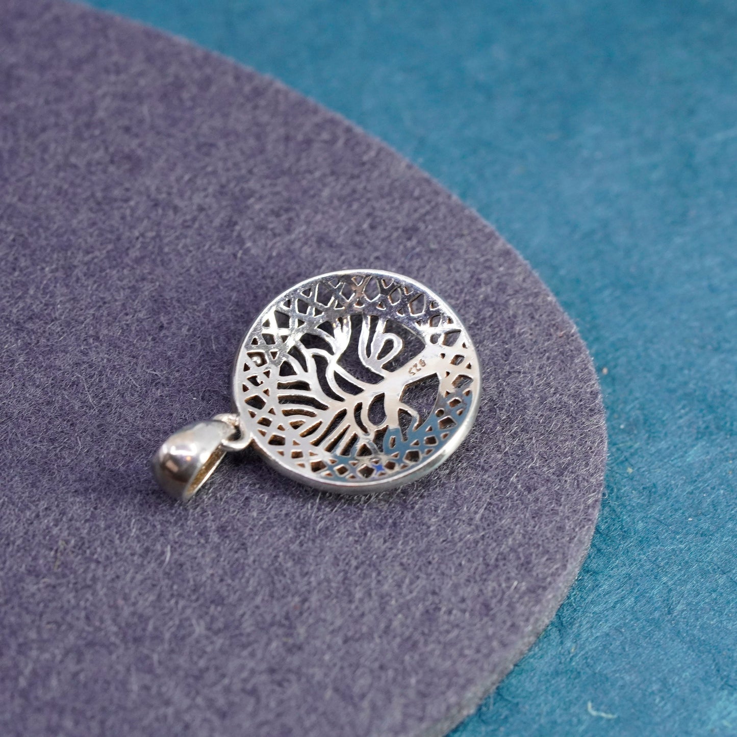 Irish Sterling silver handmade pendant, 925 filigree tree charm