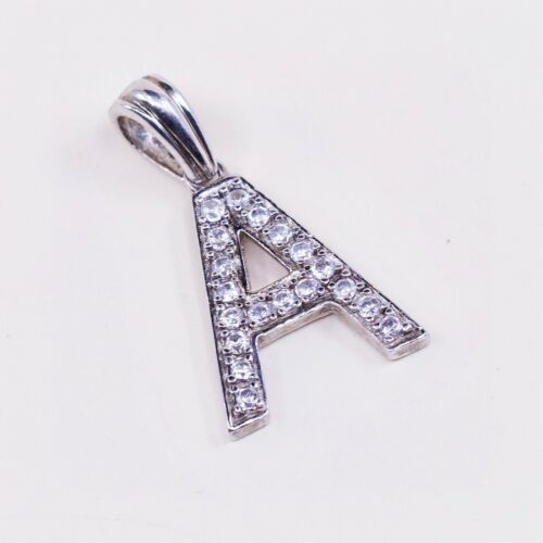 VTG sterling silver handmade pendant,925 tag charm w/ initial "A" N Cz