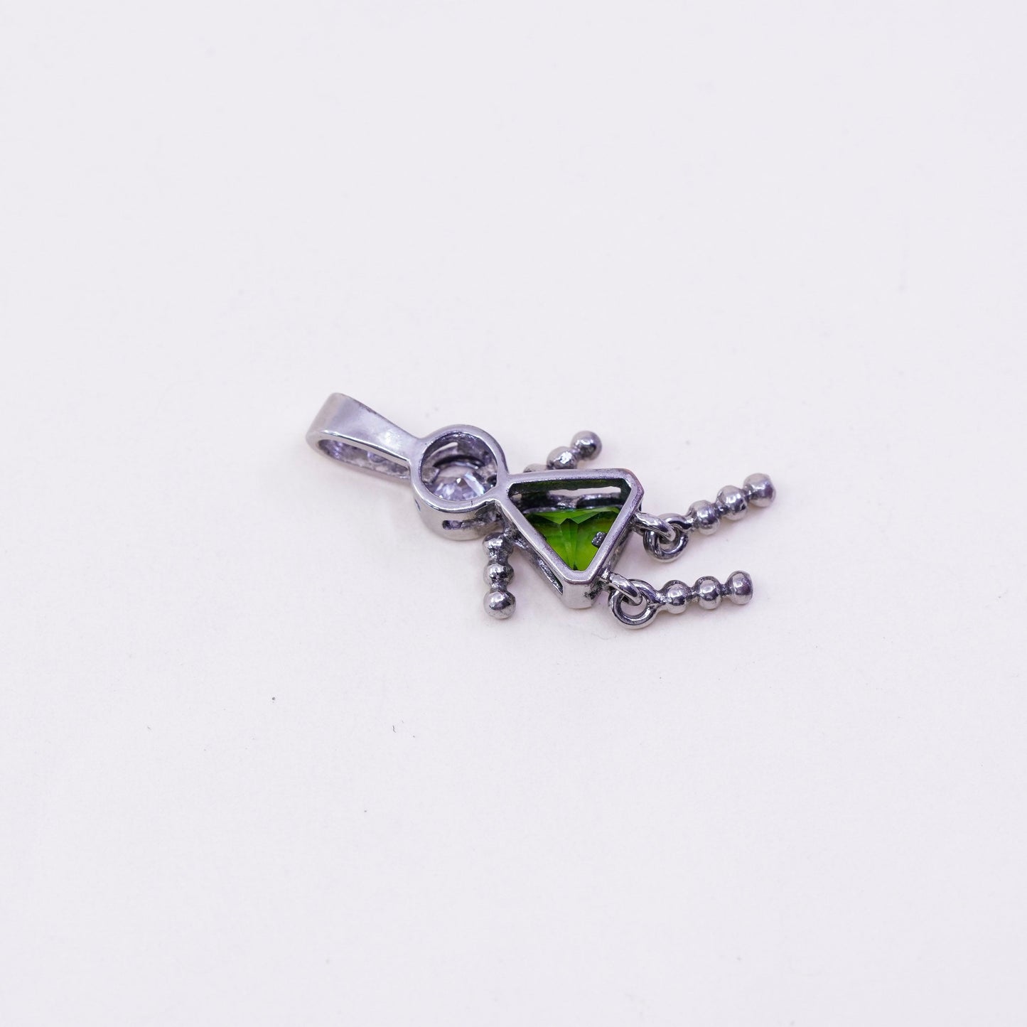 vtg sterling 925 silver birthstone handmade pendant peridot girl figure charm