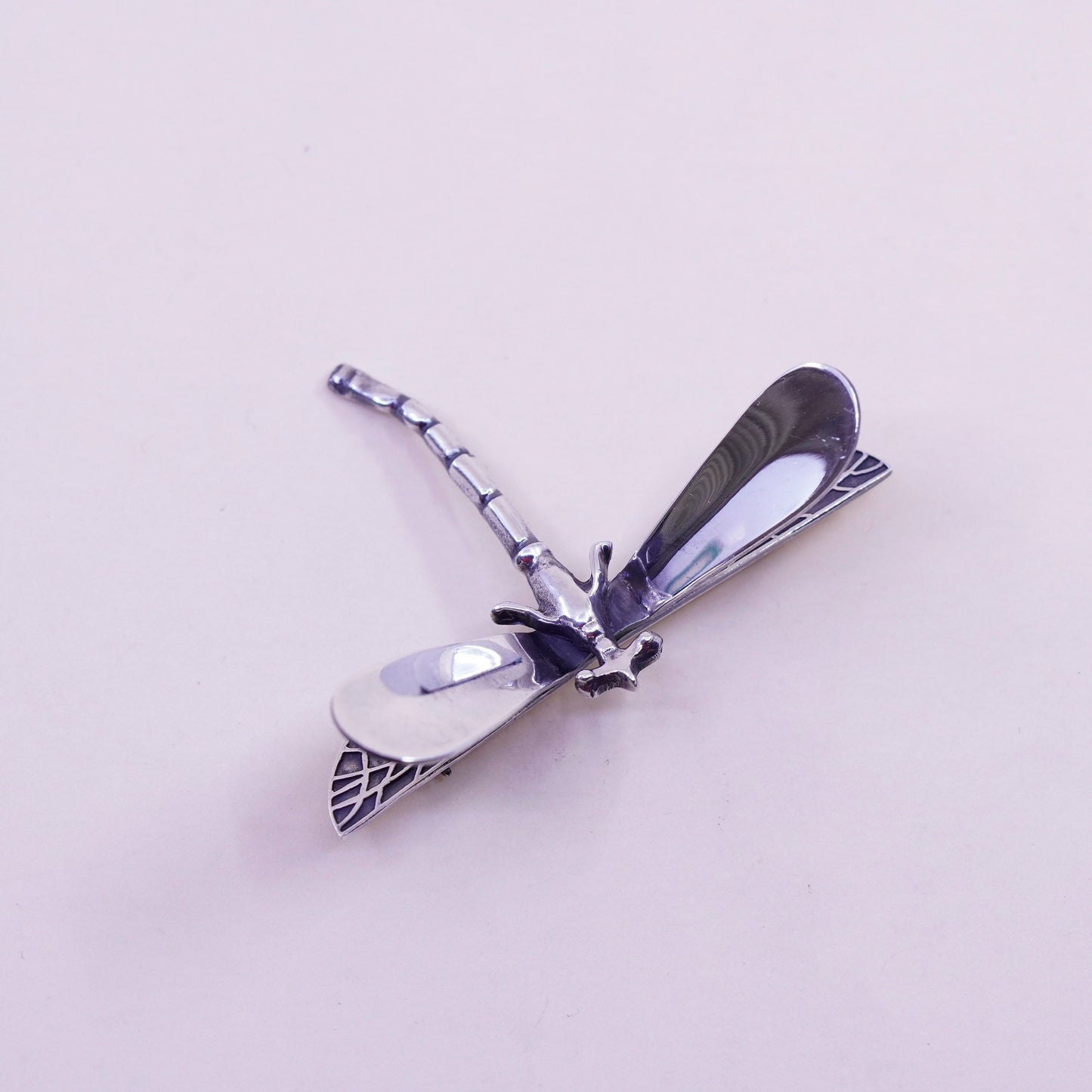 Vintage Sterling silver handmade brooch, 925 dragonfly pin