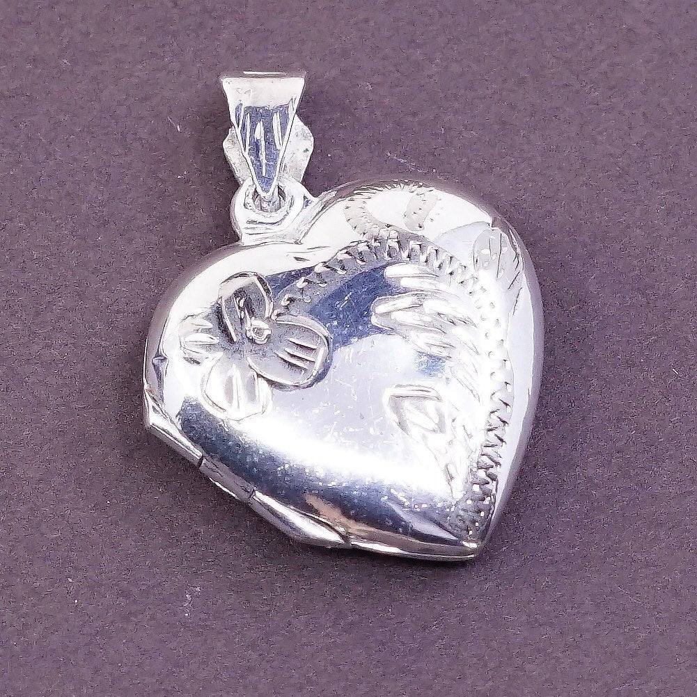 FAS Sterling silver handmade pendant, 925 heart shaped photo locket