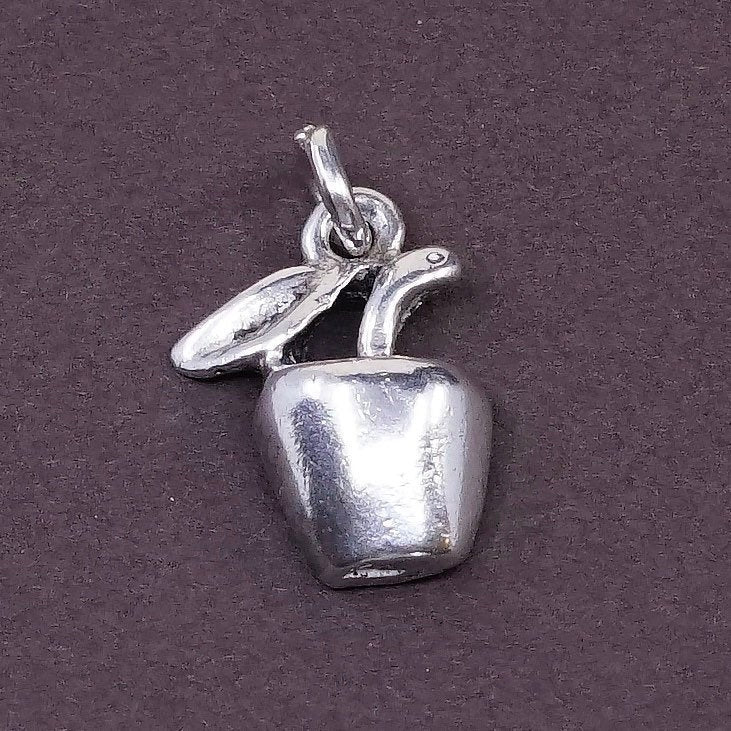 vtg Sterling silver handmade pendant, 925 Apple charm