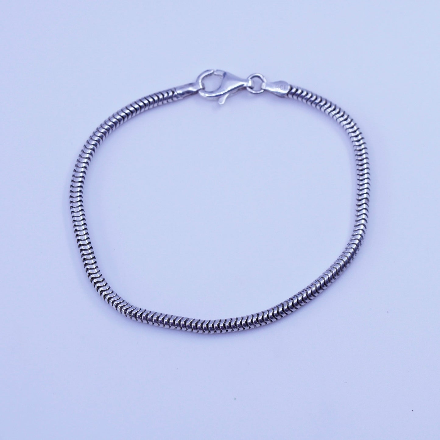 7.5”, 2mm, Sterling 925 silver handmade bracelet, bold snake link chain
