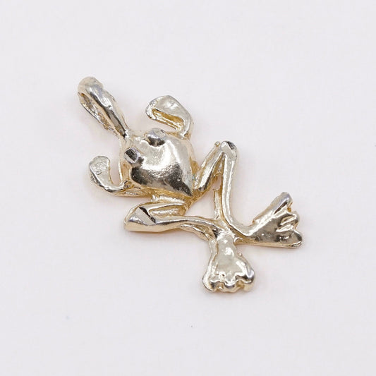 vtg vermeil gold over sterling silver handmade pendant, 925 frog charm