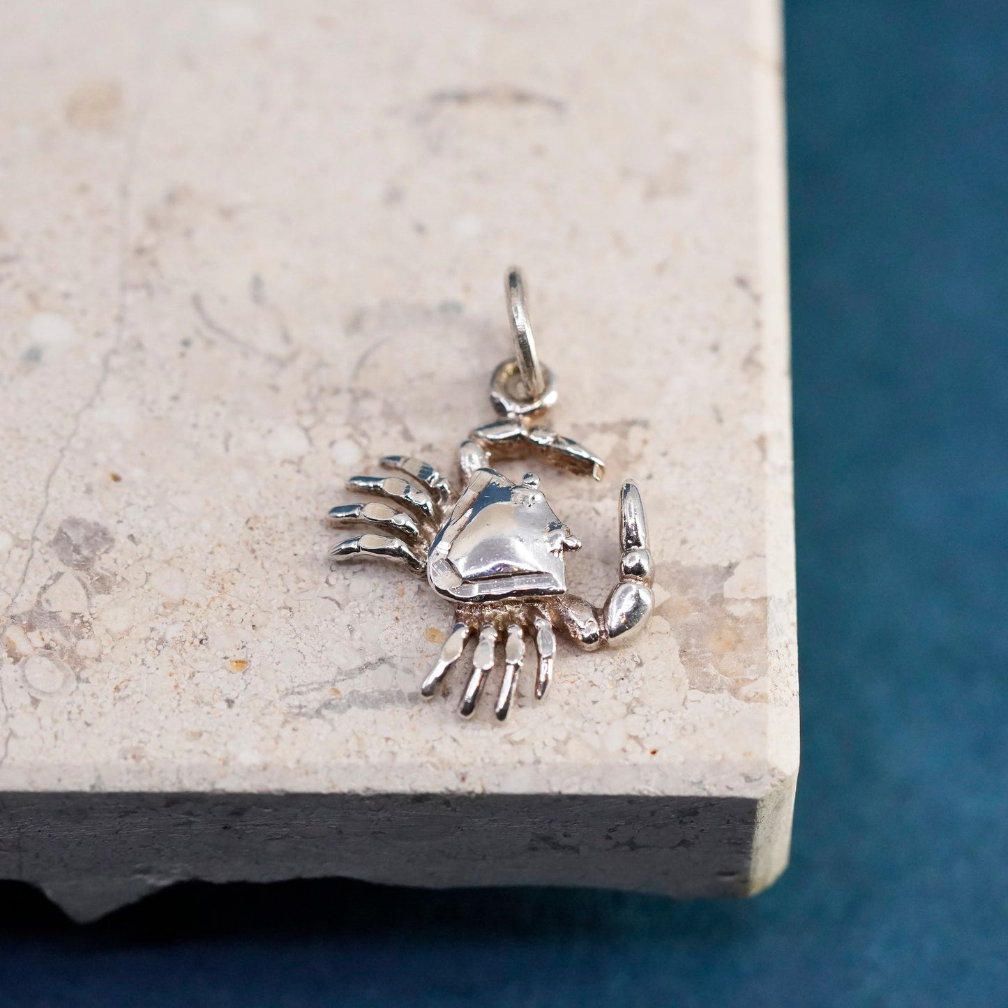 Vintage Sterling silver handmade pendant. 925 crab charm