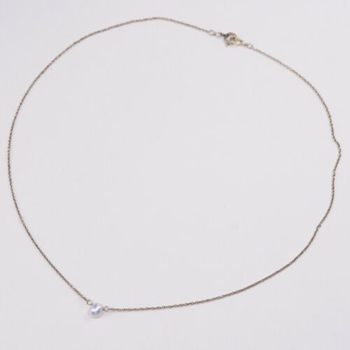 16”, Vermeil 925 Gold Over Sterling Silver Circle necklace W/ Pearl Pendant