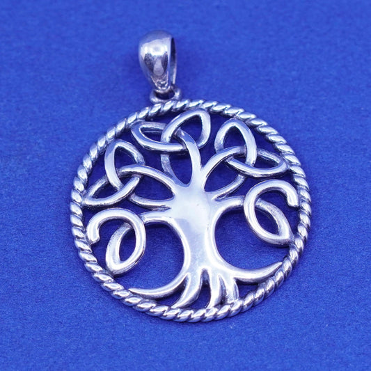 Irish Sterling silver handmade pendant, 925 Celtic knot tree charm