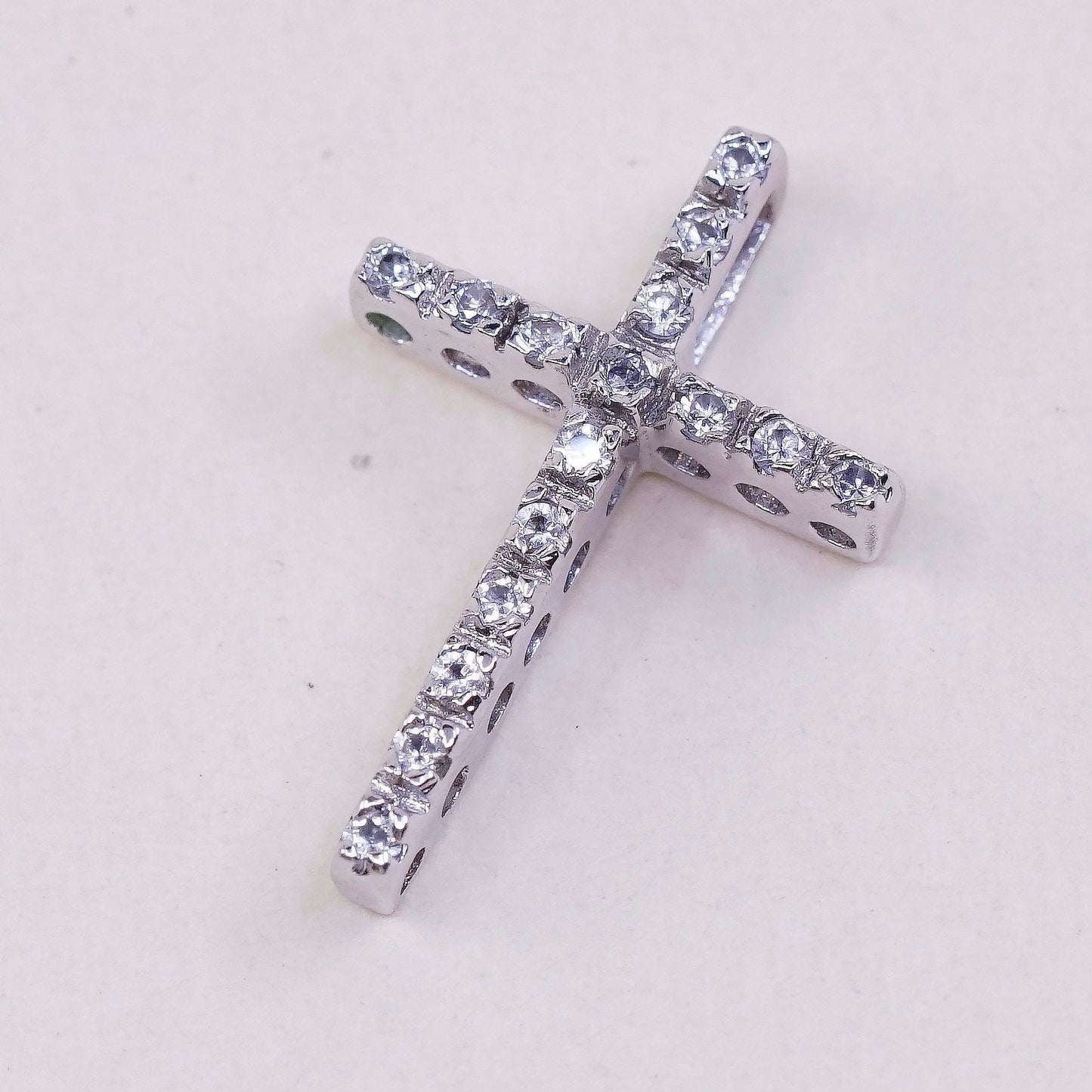 VTG Sterling 925 silver w/ clear crystal cross pendant
