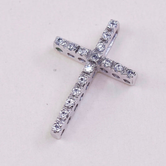 VTG Sterling 925 silver w/ clear crystal cross pendant