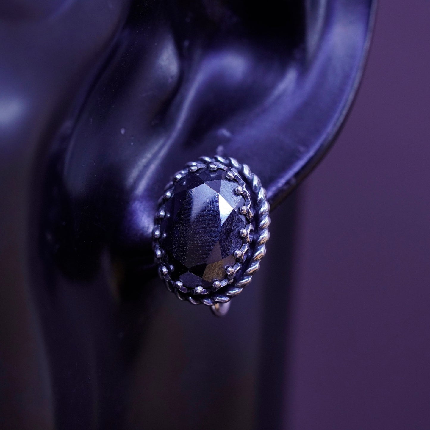 Vintage danecraft Sterling silver handmade earrings, 925 screw back hematite