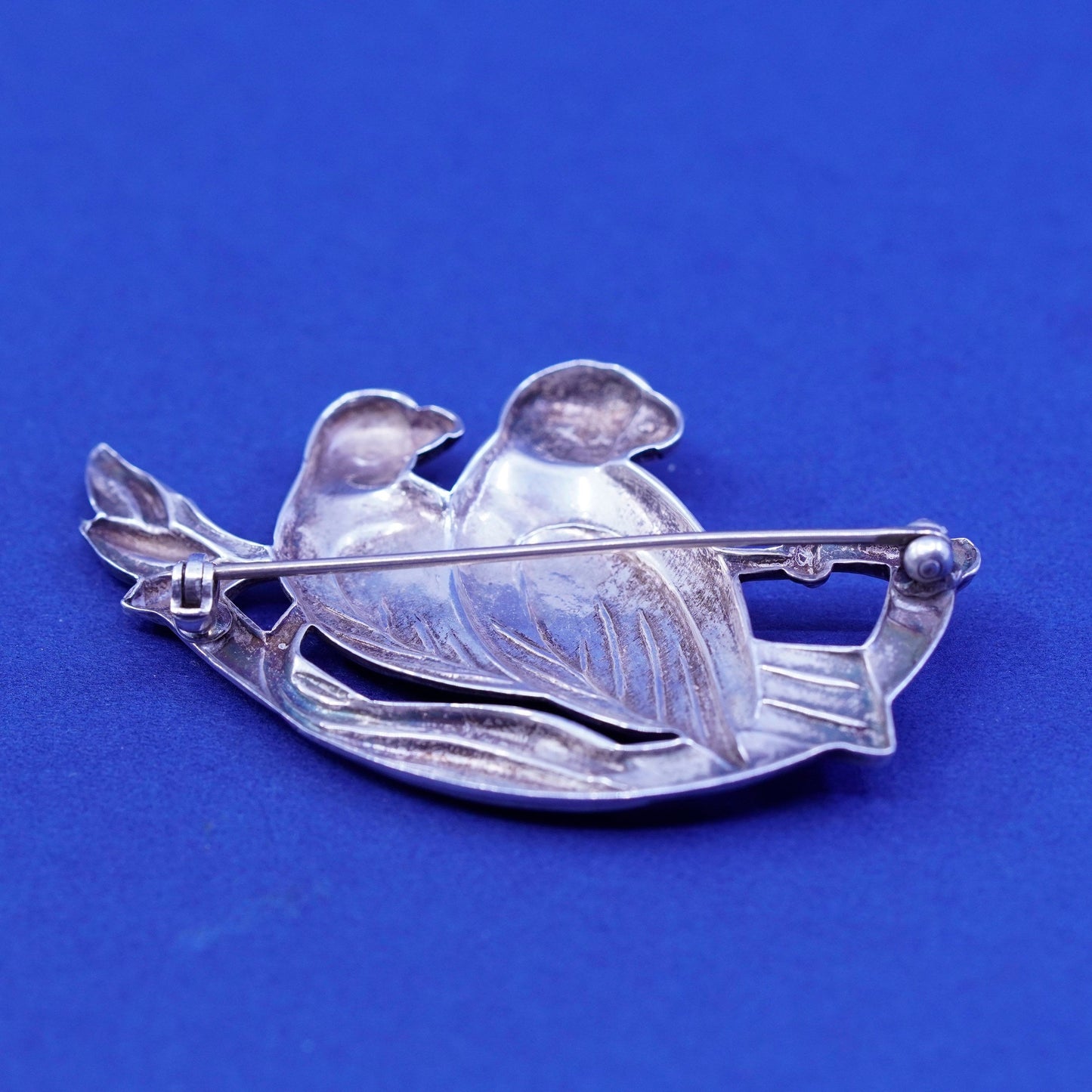 Vintages sterling silver handmade bird brooch, 925 parrot pin