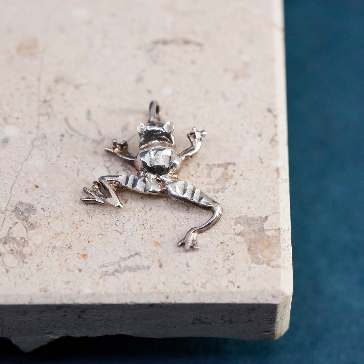 Sterling silver handmade pendant, 925 frog