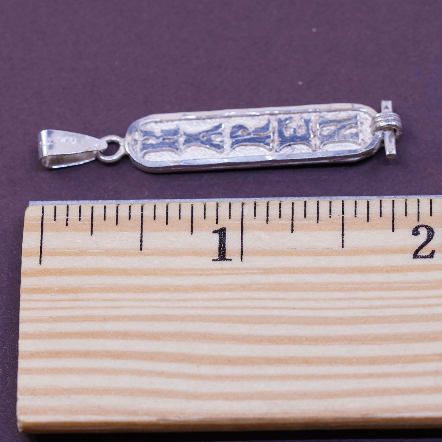 vtg Sterling silver handmade pendant, 925 Egyptian Cartouche tag