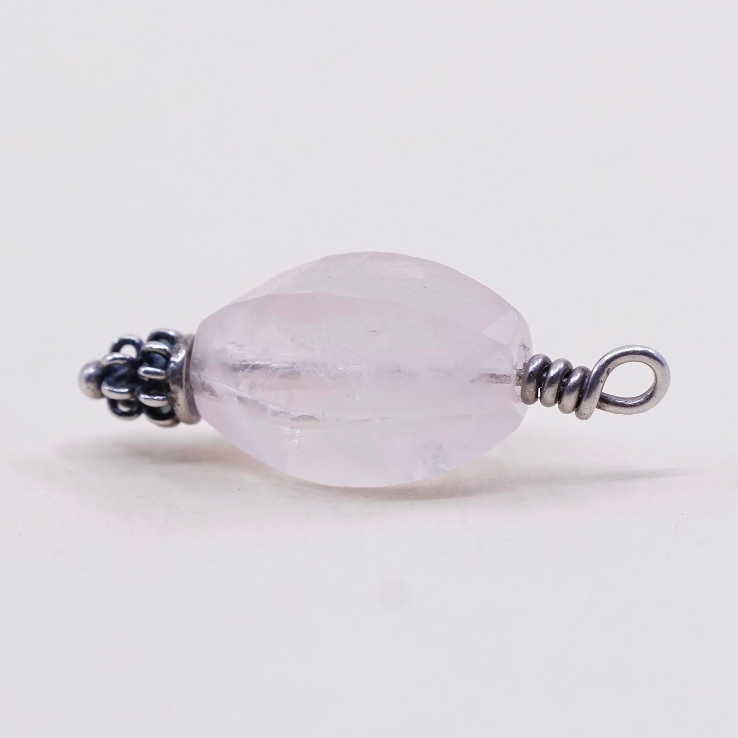 Vintage Sterling 925 silver handmade charm with rose quartz Nugget