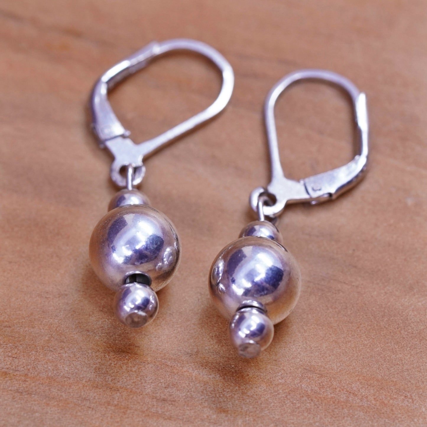 Vintage Sterling silver handmade earrings, 925 beads drops
